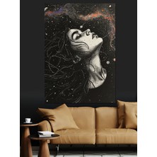 Kadın ve Gezegenler Dekoratif Kanvas - Mdf Ahşap Tablo