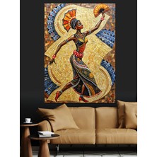Afrikalı Kadın ve Desenler Dekoratif Kanvas - Mdf Ahşap Tablo
