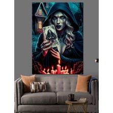 Tarot Kartları ve Kadın Dekoratif Kanvas - Mdf Ahşap Tablo