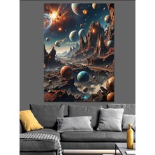 Gezegenler ve Uzay Dekoratif Kanvas - Mdf Ahşap Tablo