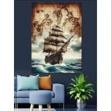 Dünya Haritası Veya Kendi Gemi Dekoratif Kanvas - Mdf Ahşap Tablo