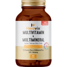 Herovix Multivitamin & Multimineral 60 Tablet (13 Vitamin | 10 Mineral | Q10 + Ginseng)