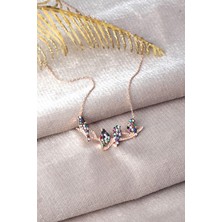 Kuş Kolye Renkli Zirkon Taşlı 925 Ayar Gümüş Kolye