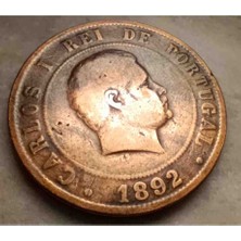 Derenpecunia Portekiz Krallığı 1892 Yılı 20 Reis Çt+ Çap: 30 mm