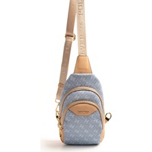 Silver Polo  Kadın Vücut Çantası 959-46537 Sılver Polo Freebag M178 Mavi-Mat Ten