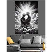 Gelincik Tarlasında Yaşlı Çift Dekoratif Kanvas - Mdf Ahşap Tablo