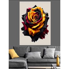 Renkli Gül Dekoratif Kanvas - Mdf Ahşap Tablo