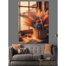 Cam Kenarındaki Çiçekler Dekoratif Kanvas - Mdf Ahşap Tablo