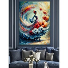 Gelincik Çiçeği ve Kadın Dekoratif Kanvas - Mdf Ahşap Tablo