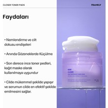 Frankly Pirinç Özü, 9 Çeşit Peptit ve Kolajen İçeren Gözenek Karşıtı Closer Toner Pad 70 Adet 105 ml