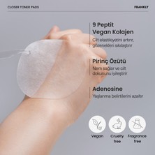 Frankly Pirinç Özü, 9 Çeşit Peptit ve Kolajen İçeren Gözenek Karşıtı Closer Toner Pad 70 Adet 105 ml