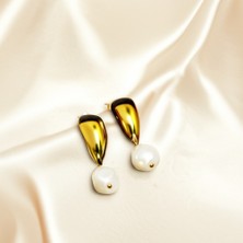 Tasarmistic İncili Zirkon Gold Küpe