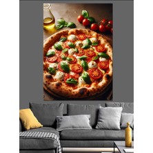 Domatesli Pizza Dekoratif Kanvas - Mdf Ahşap Tablo