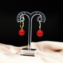 Tasarmistic Kırmızı Top Gold Küpe
