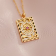 Tasarmistic Gold Çelik Tarot Simgeli Kadın Kolyesi