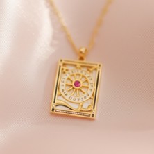 Tasarmistic Gold Çelik Tarot Simgeli Kadın Kolyesi