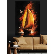 Yelkenli Gemi ve Martılar Dekoratif Kanvas - Mdf Ahşap Tablo