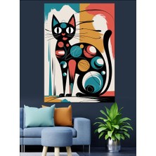Desenler ve Kedi Dekoratif Kanvas - Mdf Ahşap Tablo