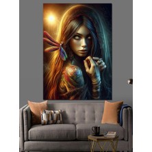 Dövmeli Kız Dekoratif Kanvas - Mdf Ahşap Tablo