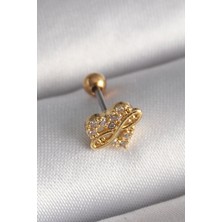 Clariss 316L Çelik Gold Renk Zirkon Taşlı Kalp Sonsuzluk Detay Tragus Piercing