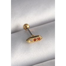 Clariss 316L Çelik Gold Renk Turuncu Zirkon Taşlı Tragus Piercing
