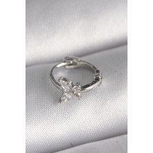 Clariss 316L Çelik Gümüş Renk Zirkon Taşlı Kelebek Model Tragus Piercing