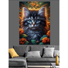 Siyah Yavru Kedi Dekoratif Kanvas - Mdf Ahşap Tablo
