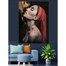 Dövmeli Kadın Dekoratif Kanvas - Mdf Ahşap Tablo