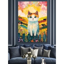 Tarladaki Kedi Dekoratif Kanvas - Mdf Ahşap Tablo