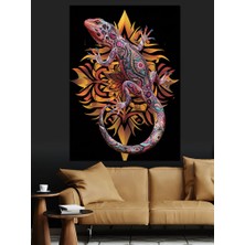 Renkli Kertenkele Dekoratif Kanvas - Mdf Ahşap Tablo