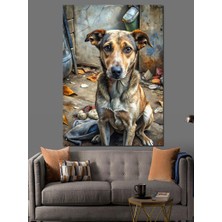 Üzgün Sokak Köpeği Dekoratif Kanvas - Mdf Ahşap Tablo