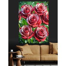 Kırmızı Güller Dekoratif Kanvas - Mdf Ahşap Tablo