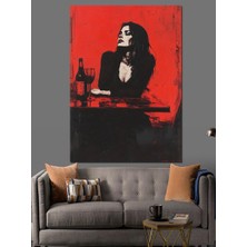 Şarap Içen Kadın Dekoratif Kanvas - Mdf Ahşap Tablo