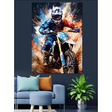 Motocross Dekoratif Kanvas - Mdf Ahşap Tablo