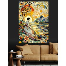 Nehir Kıyısındaki Asyalı Kadın Dekoratif Kanvas - Mdf Ahşap Tablo