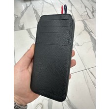Bilişim Akademi Apple iPhone 16 Pro Uyumlu Deri Kılıf Kartlıklı Kılıf Arkası Cüzdanlı Kılıf Kart Koymalı Kılıf Siyah