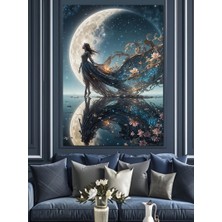 Ay ve Kadın Dekoratif Kanvas - Mdf Ahşap Tablo