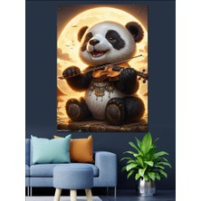 Keman Çalan Panda Dekoratif Kanvas - Mdf Ahşap Tablo