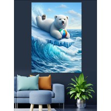 Kutup Ayısı ve Topu Dekoratif Kanvas - Mdf Ahşap Tablo