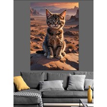 Yavru Tekir Kedi Dekoratif Kanvas - Mdf Ahşap Tablo