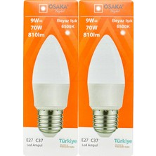 Osaka (2 adet) 9W (70W) Beyaz IŞIK E27 DUYLU (Kalın Duy) LED Ampul