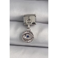 Clariss 316L Çelik Gümüş Renk Sallantı Zirkon Taşlı Göz Model Nomination Charm