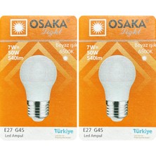 Osaka (2 adet) 7W (50W) Beyaz IŞIK E27 DUYLU (Kalın Duy) LED Ampul