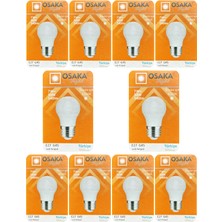 Osaka (10 Adet) 7W (50W) Beyaz IŞIK E27 DUYLU (Kalın Duy) LED Ampul