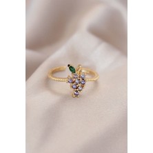 Clariss Ayarlamalı Altın Renk Metal Renkli Zirkon Taşlı Üzüm Yüzük