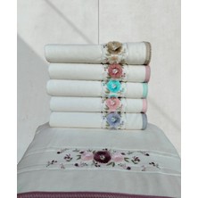 Kadife Dual Bordür 3D Nakışlı %100 Pamuk 6 Adet  50X90 cm El Yüz Havlusu Kutulu
