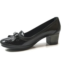 Beety 5766 Hakiki Deri Siyah Anatomik Kısa Kalın Topuklu Kadın Ayakkabı