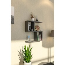 İda Wooden Siona Dekoratif Kitaplık - Dekoratif Duvar Rafı 4 Bölmeli