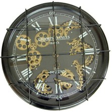 Saat Çarklı Izgaralı Duvar Saati Dekoratif Ev Ofis Hediyelik