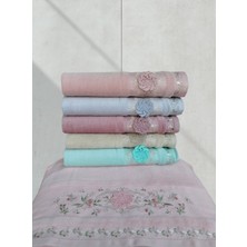 Kadife Dual Bordür 3D Nakışlı Rennkli %100 Pamuk 6 Adet  30X50 cm Mutfak Havlusu
